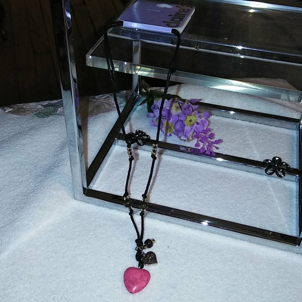 Claire's Pink Stone Heart ❤️ Necklace